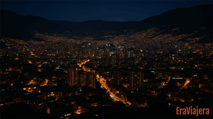 Ciudad de Medellín en la noche