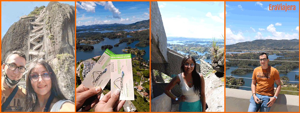 Collage de fotos en Guatapé y la Piedra del Peñol