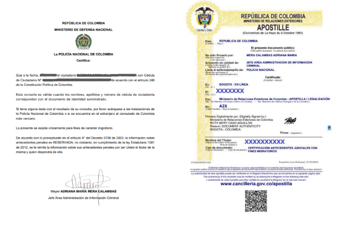 Certificado de Antecedentes apostillado