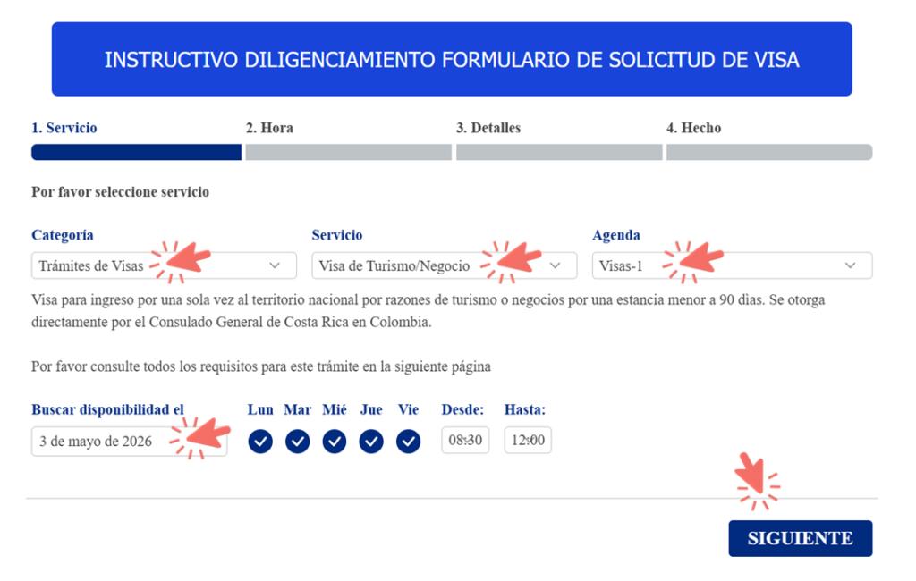 Como agendar la cita para la embajada de Costa Rica